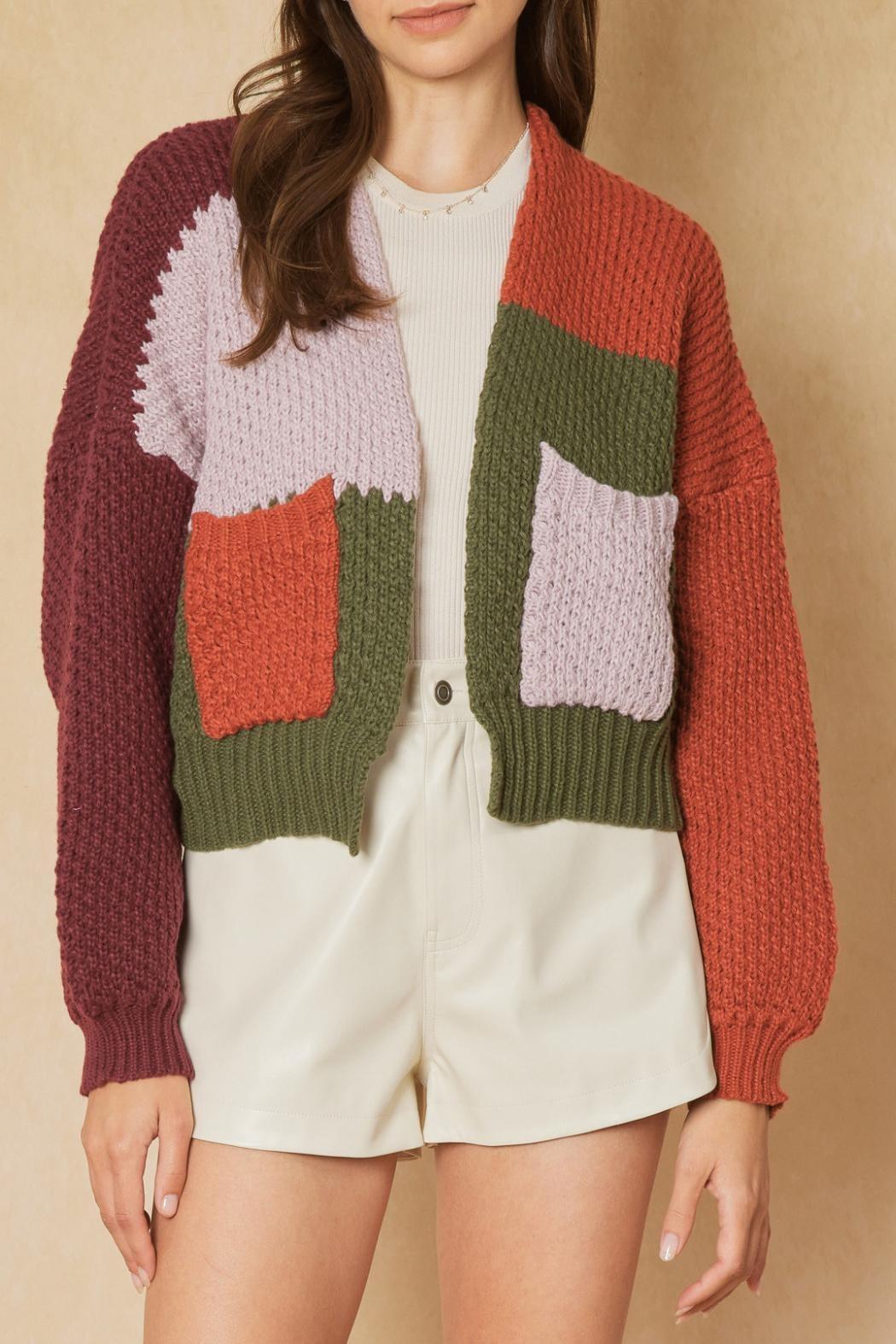 Cropped Colorblocked Cardigan Product Image