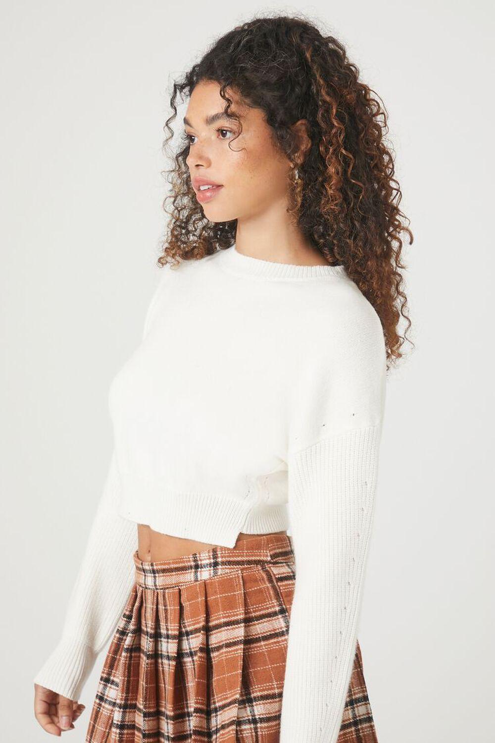 Cropped Ribbed-Trim Sweater | Forever 21 Product Image