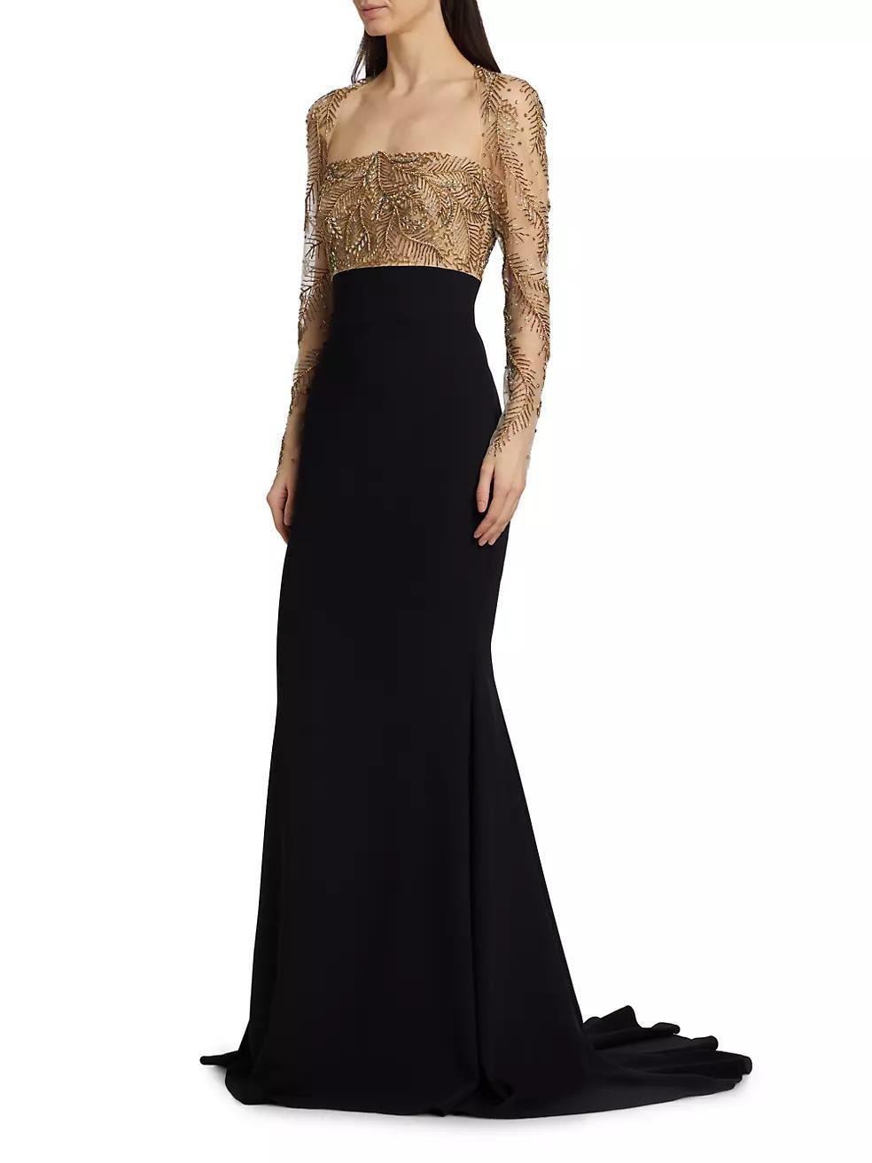 Beaded Crepe Gown Product Image