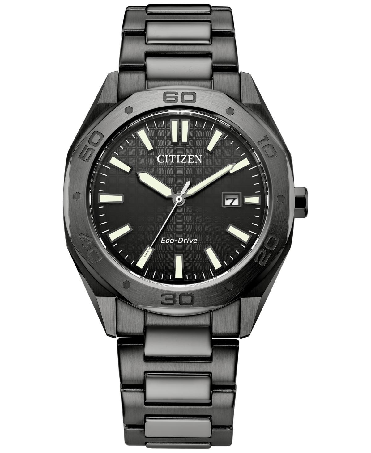 Citizen Mens Eco Drive Weekender Three Hand Gray Tone Stainless Steel Watch Product Image