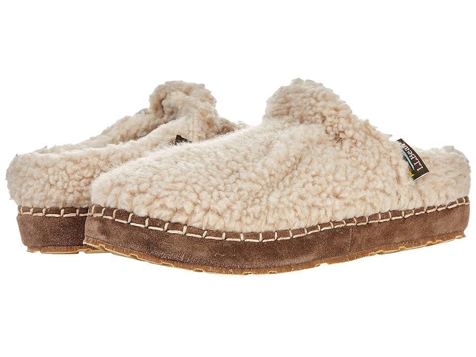 L.L.Bean Cozy Slipper Slide Pile Fleece (Natural/Bright Navy) Women's Shoes Product Image