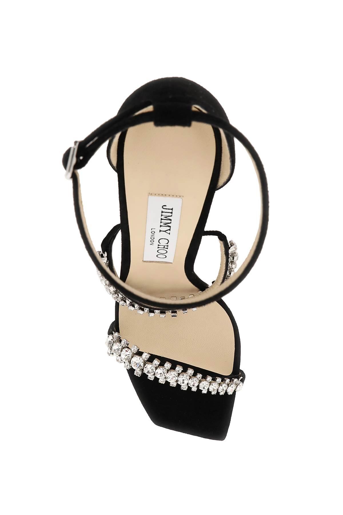 Black Crystal-studded Suede Women's Sandals Product Image