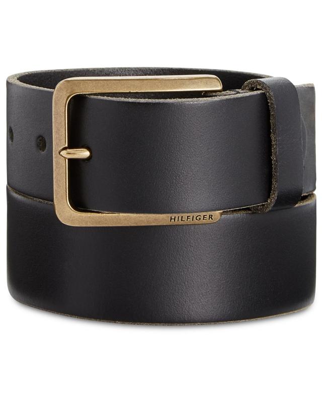 Tommy Hilfiger Mens Heavy Brass Buckle Leather Belt Product Image