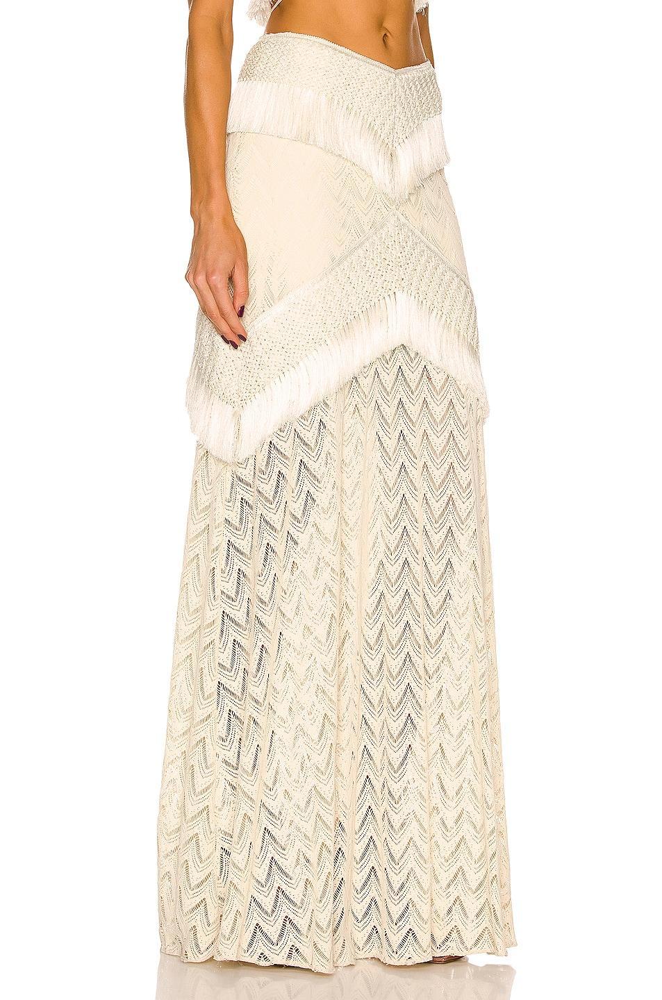 Womens Fringe & Lace Maxi Skirt Product Image