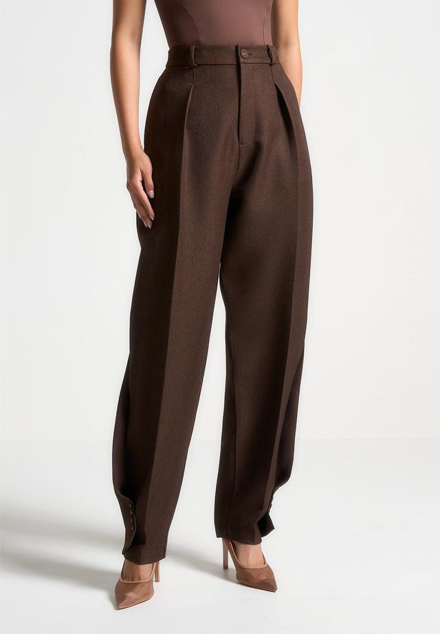 Twist Leg Tailored Trousers - Brown Female Product Image