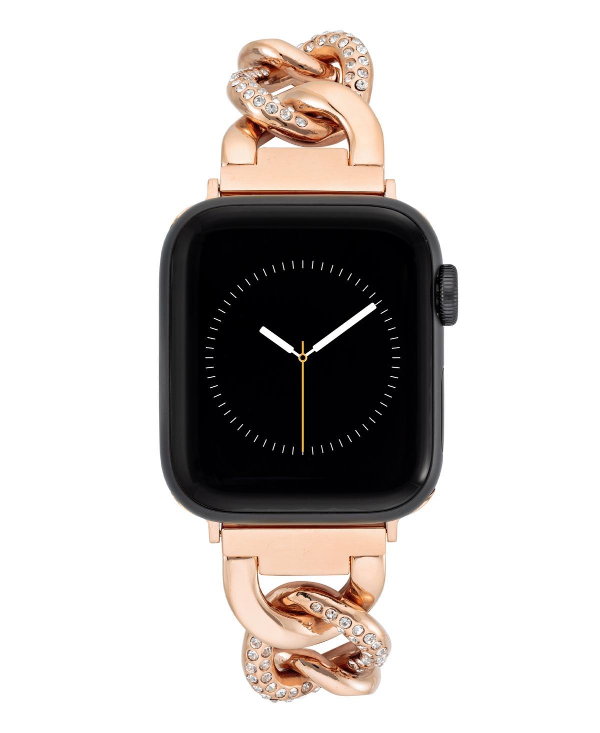 Anne Klein Womens Rose Gold-Tone Alloy Chain with Crystals Bracelet Compatible with 38/40/41mm Apple Watch Product Image