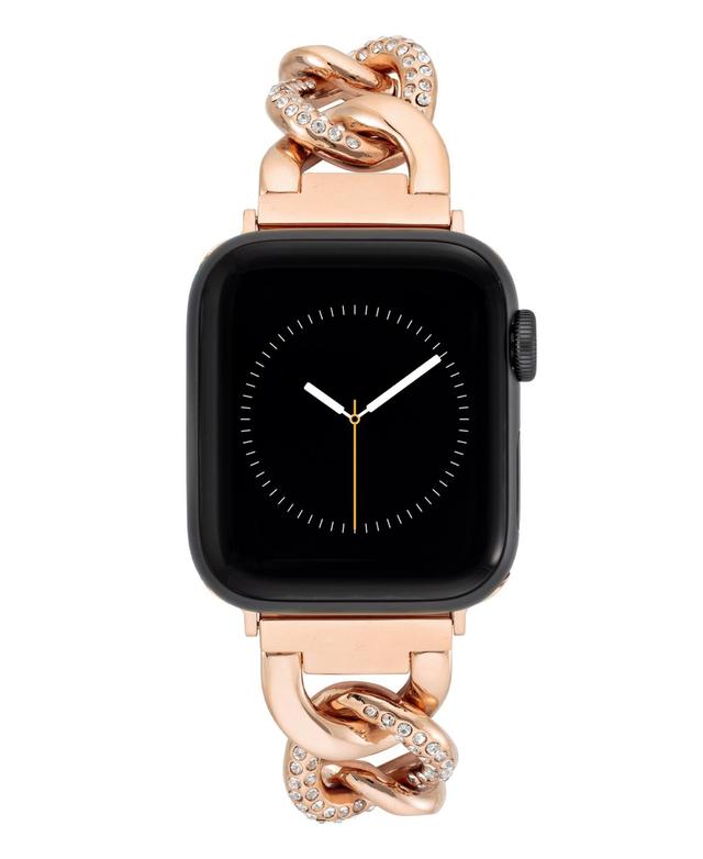 Anne Klein Womens Rose Gold-Tone Alloy Chain with Crystals Bracelet Compatible with 38/40/41mm Apple Watch Product Image