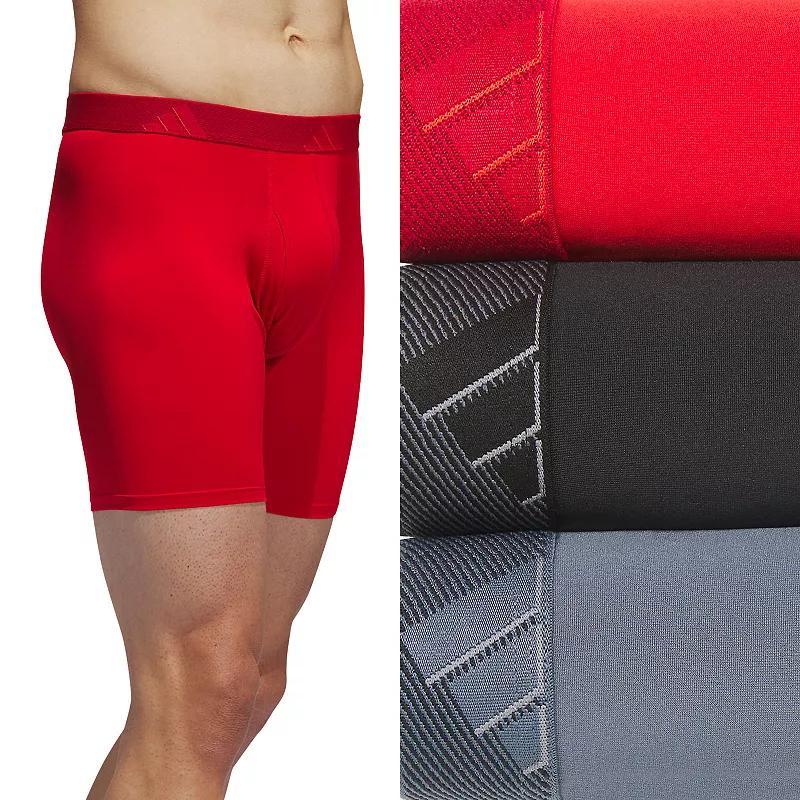 Mens adidas 3-pack Microfiber Boxer Briefs Better Red Black Product Image