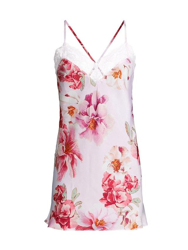 Womens Phoebe Floral Satin Lace-Trim Chemise Product Image