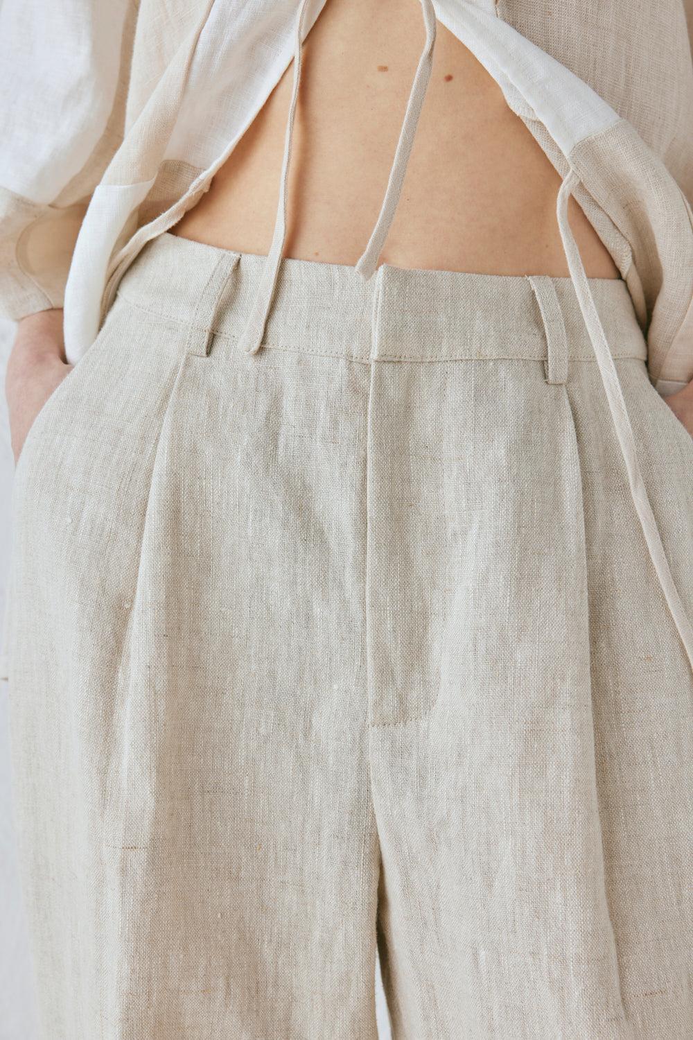 Goldie Linen Pants Oatmeal Product Image