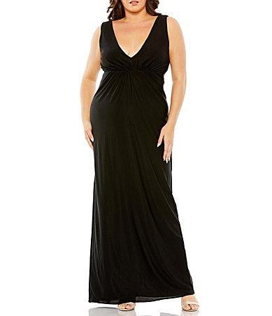 Mac Duggal Plus Size Sleeveless V-Neck Cutout Back Gown Product Image