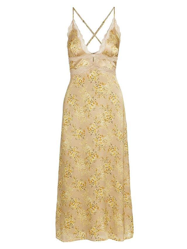 Womens Roya Floral Silk Slip Midi-Dress Product Image