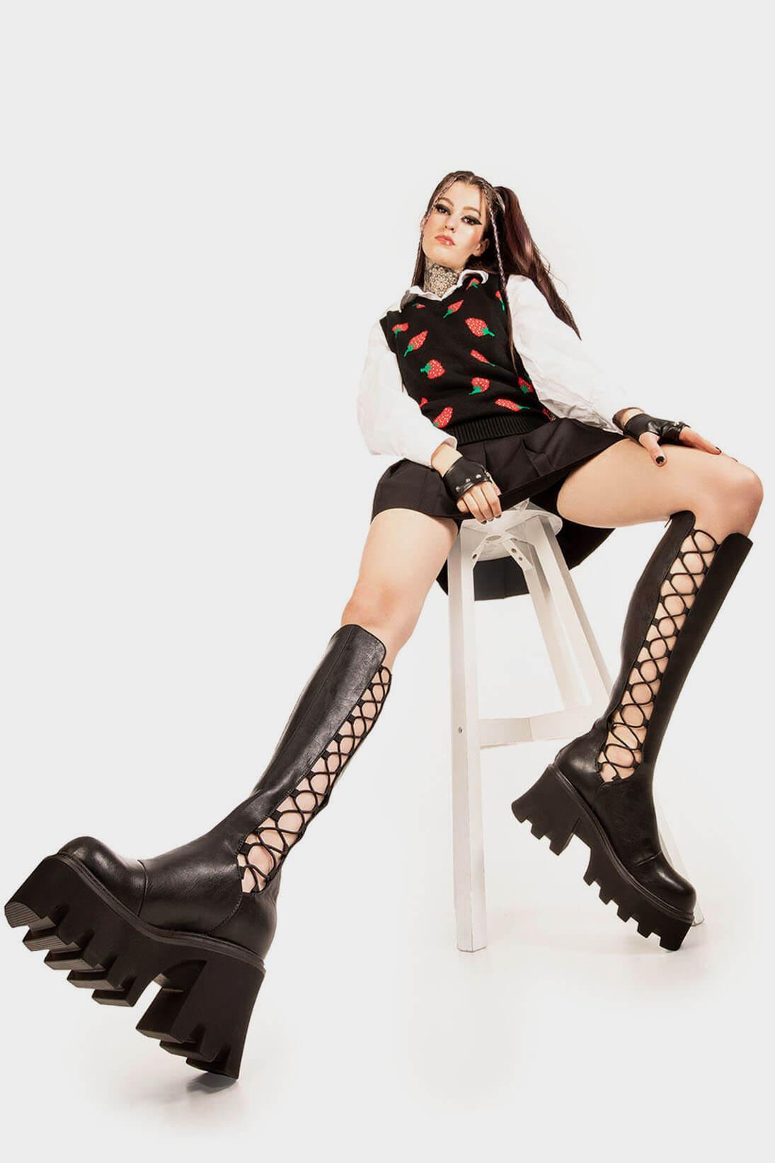 MIsery Business Chunky Platform Knee High Boots Product Image