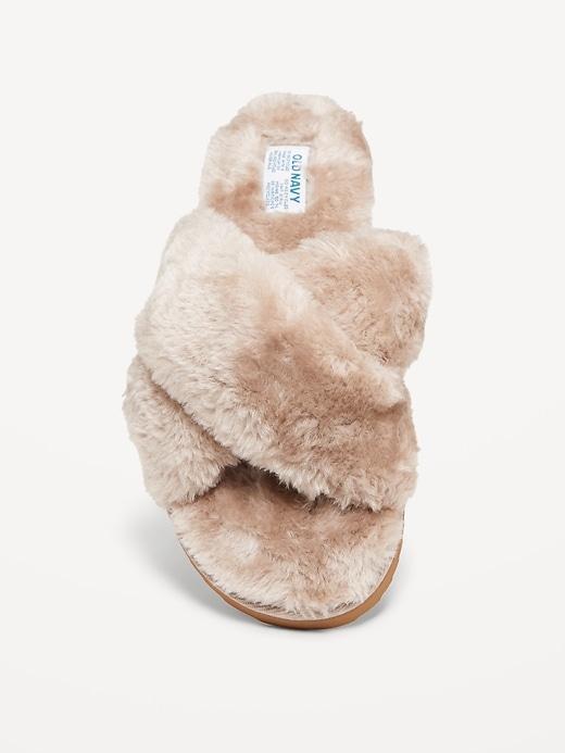 Faux-Fur Cross-Front Slippers Product Image