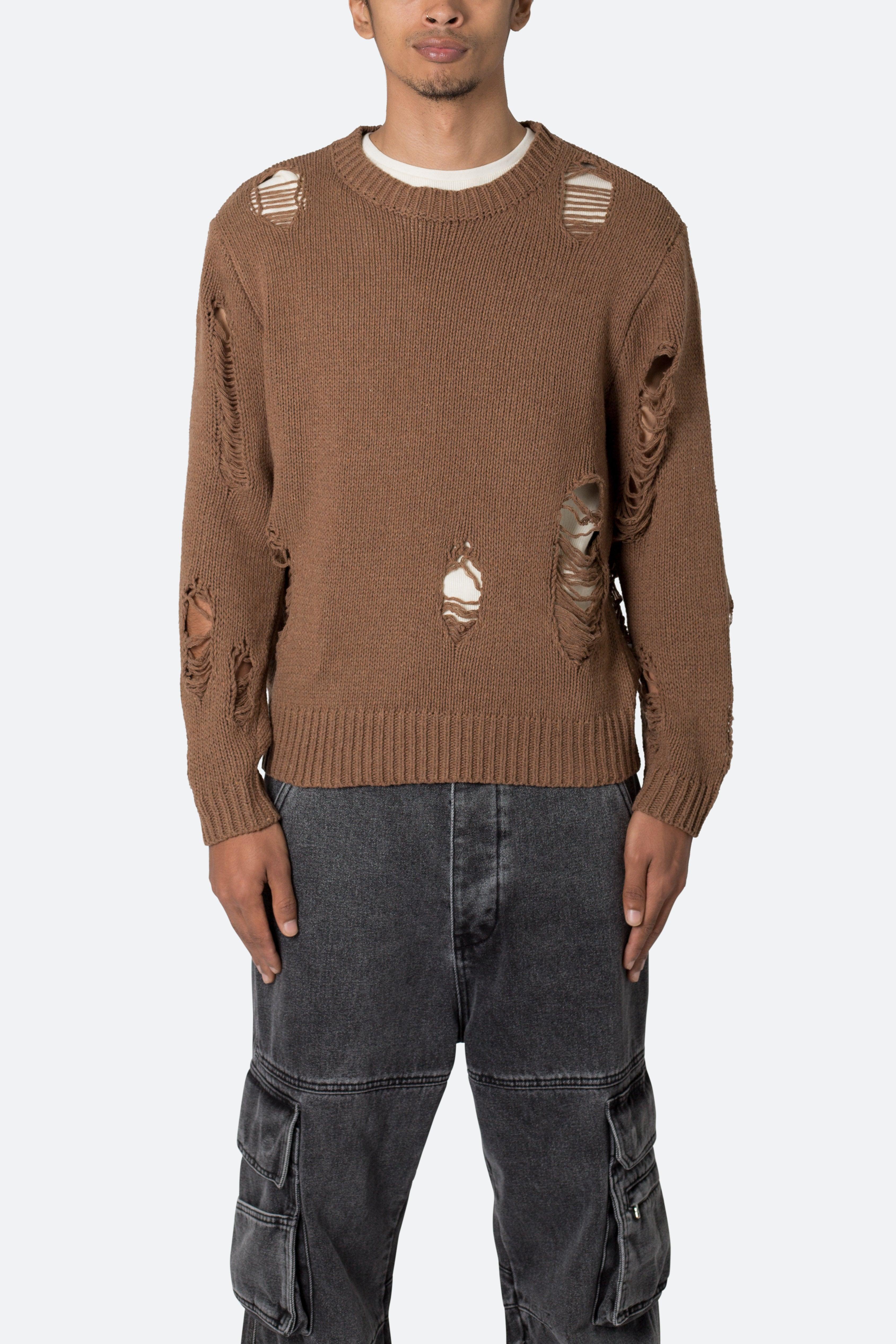 Distressed Sweater - Brown Product Image