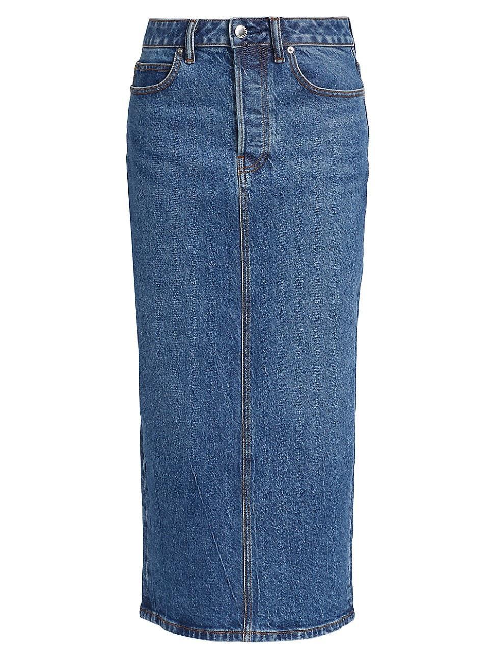 Womens Stretch Denim Midi-Skirt product image