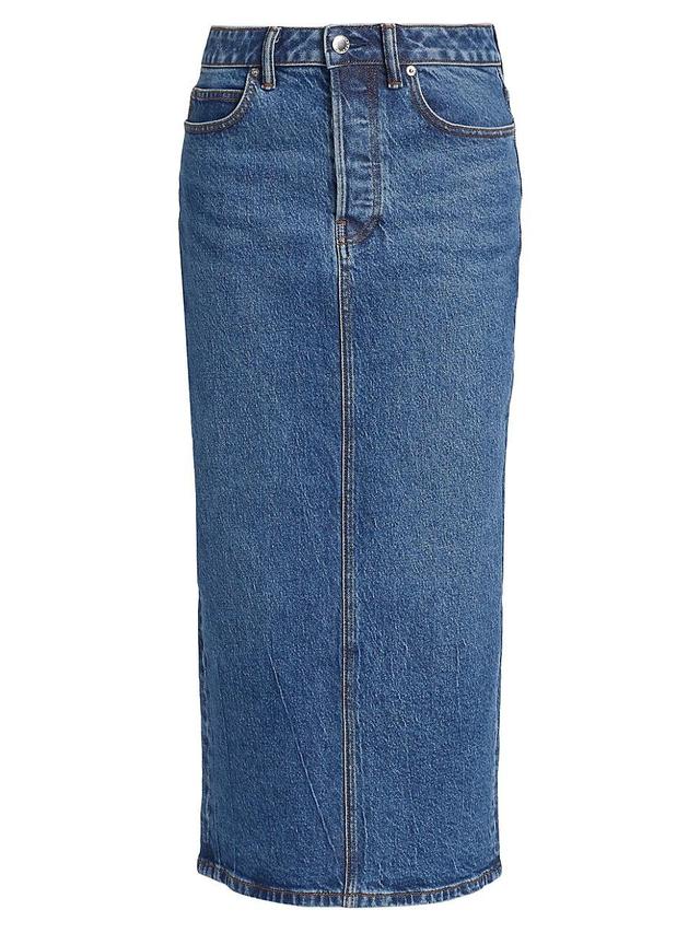 Womens Stretch Denim Midi-Skirt Product Image