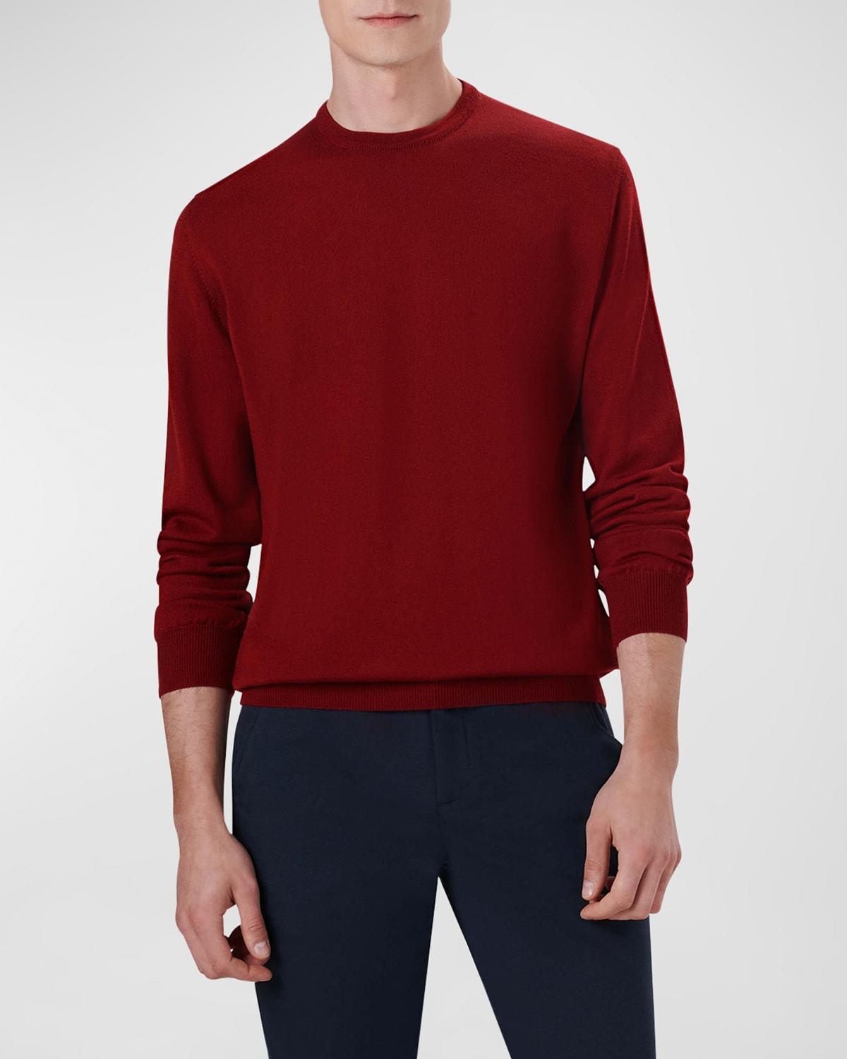 Bugatchi Merino Wool Crewneck Sweater in Ruby at Nordstrom, Size Small Product Image