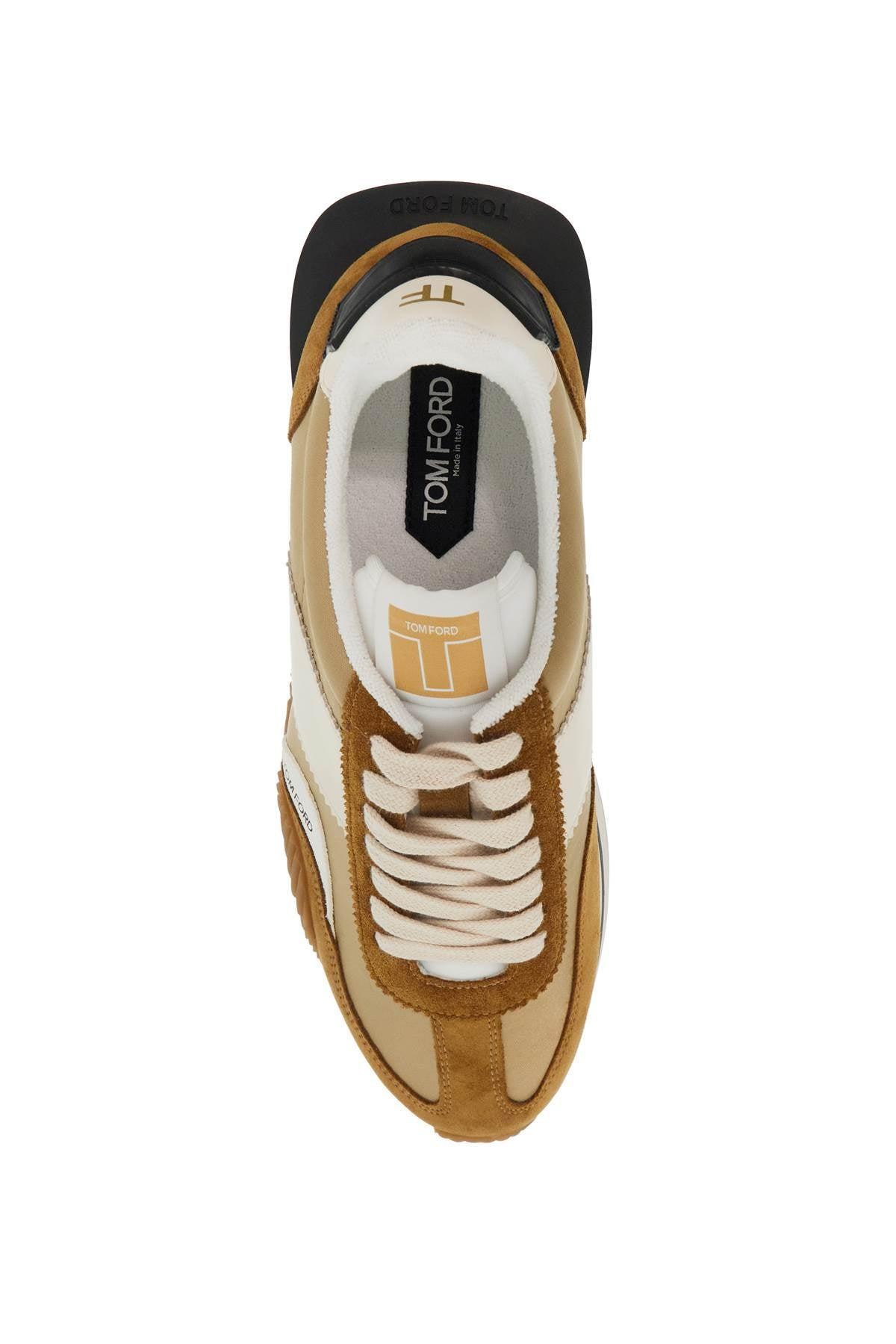 TOM FORD James Mixed Media Low Top Sneaker In Brown Product Image