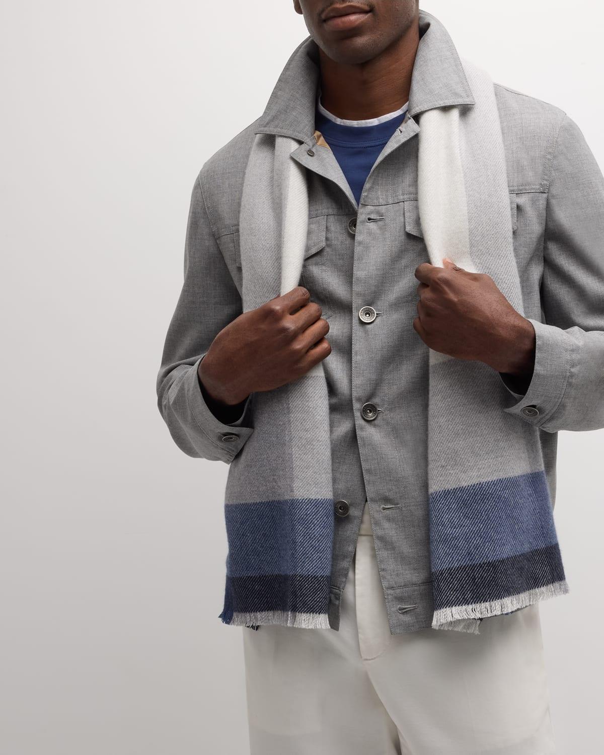 Men's Wool-Cashmere Uneven Plaid Scarf Product Image