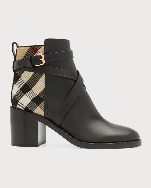 Womens Pryle House Check & Leather Ankle Boots Product Image