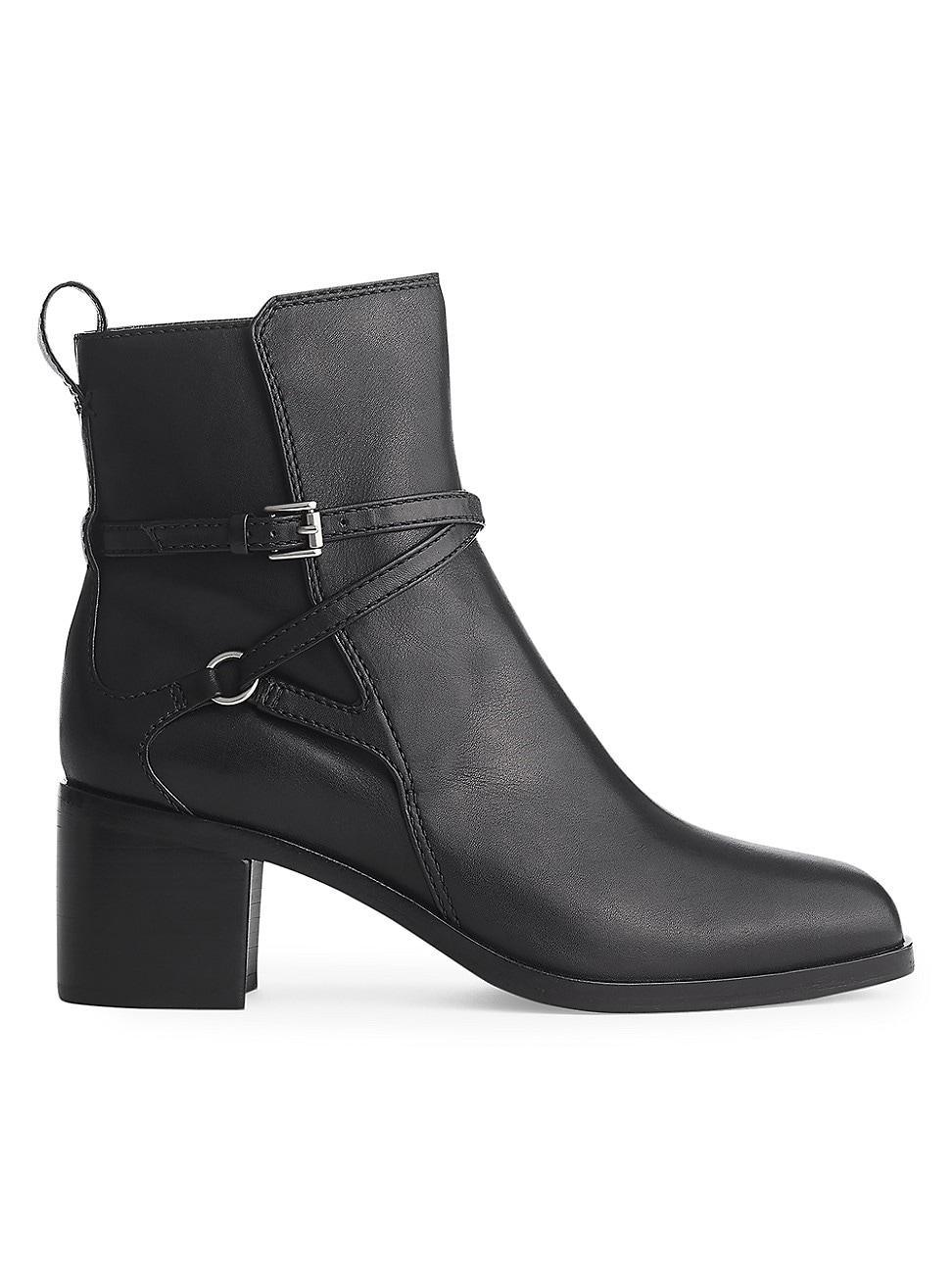 Womens Hazel Buckle 60MM Leather Ankle Boots Product Image