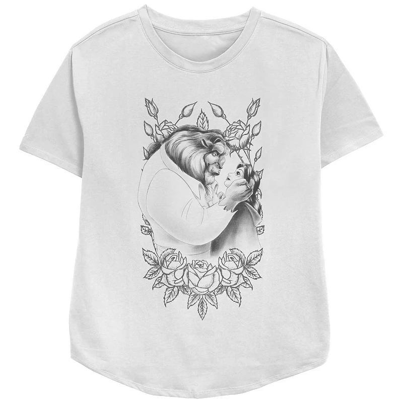 Disneys Beauty And The Beast Belle And Beast Womens Rose Sketch Graphic Tee Product Image