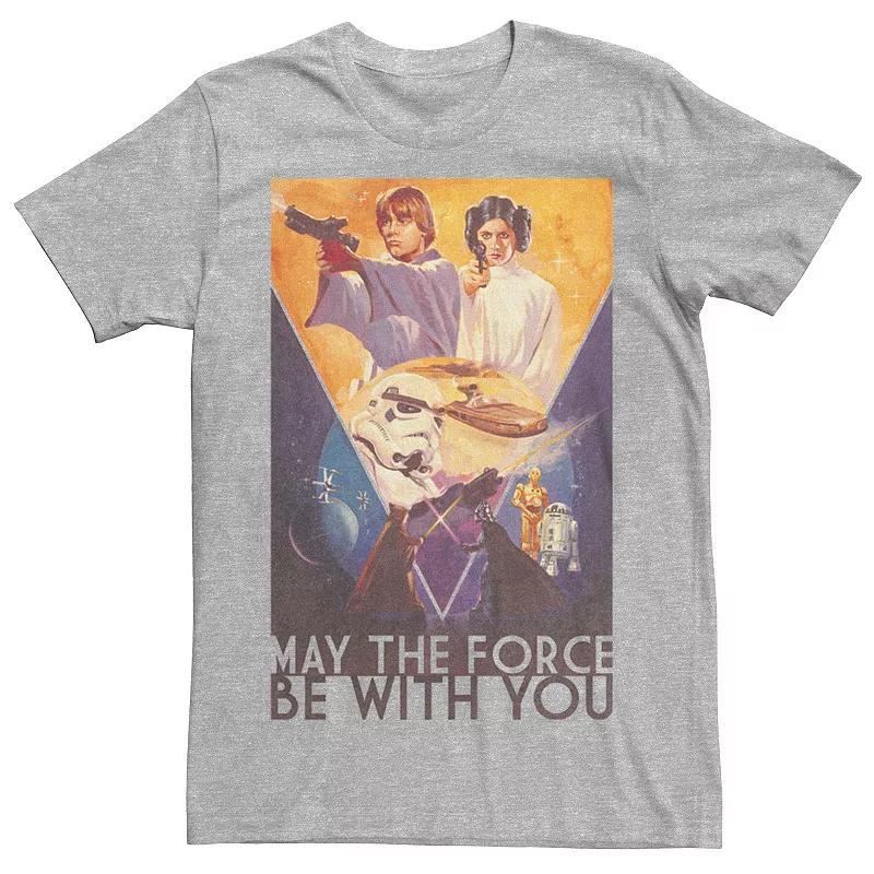 Mens Star Wars May The Force Be With You Poster Graphic Tee Athletic Grey Product Image