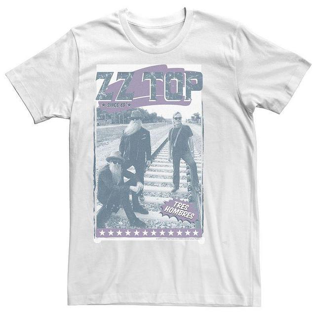 Mens ZZ Top Tres Hombres Railroad Distressed Poster Long Sleeve Graphic Tee Product Image