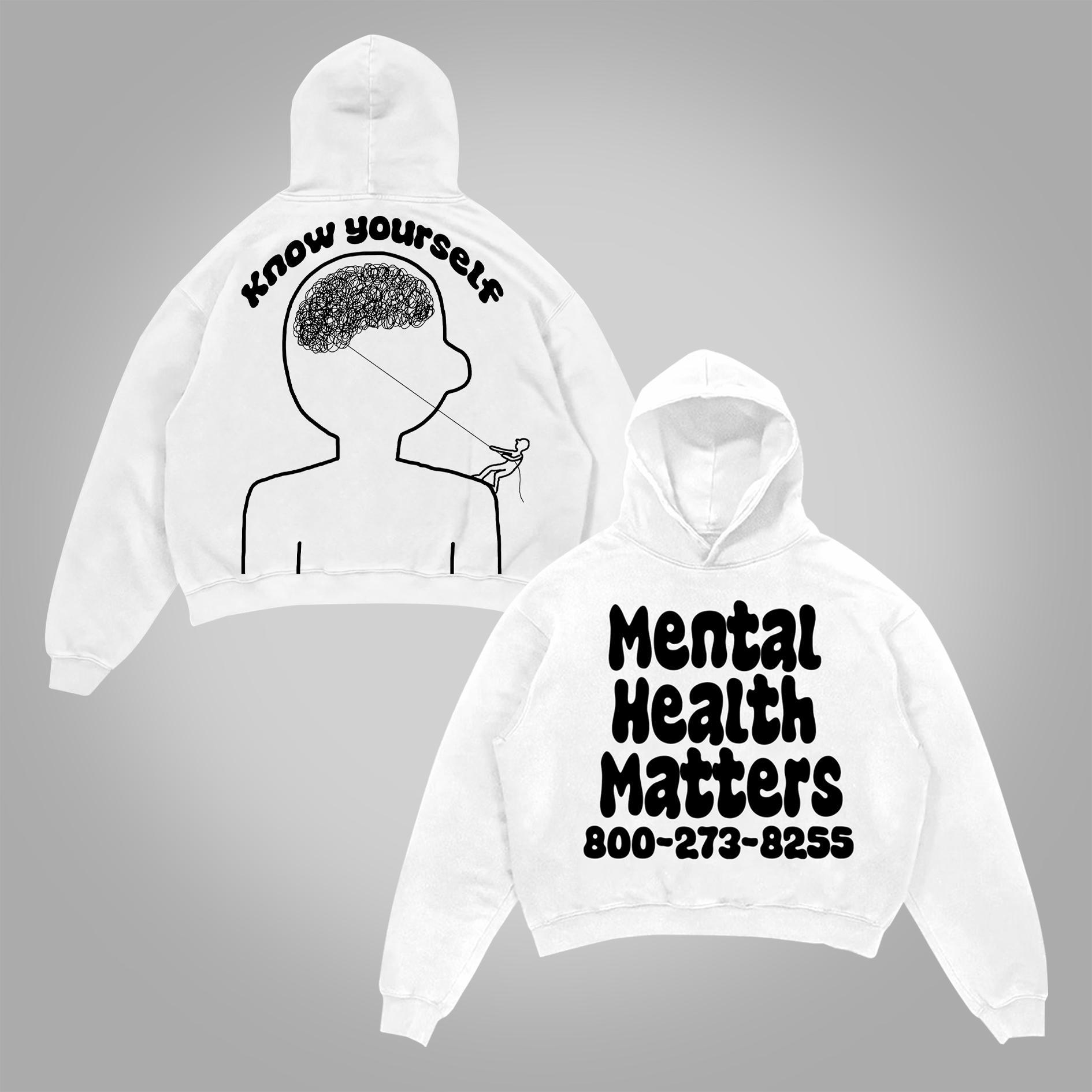 Sopula Vintage Mental Health Matters Graphic Print Pocketless Hoodie Product Image