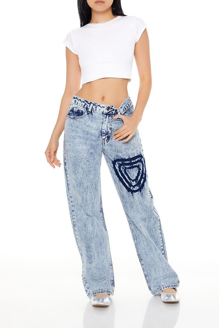 Heart Mineral Wash Jeans | Forever 21 Product Image