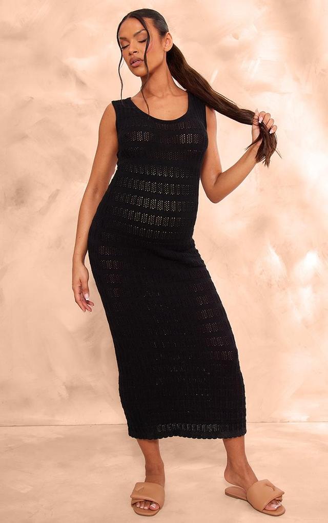 Maternity Black Knit Scoop Neck Midaxi Dress Product Image