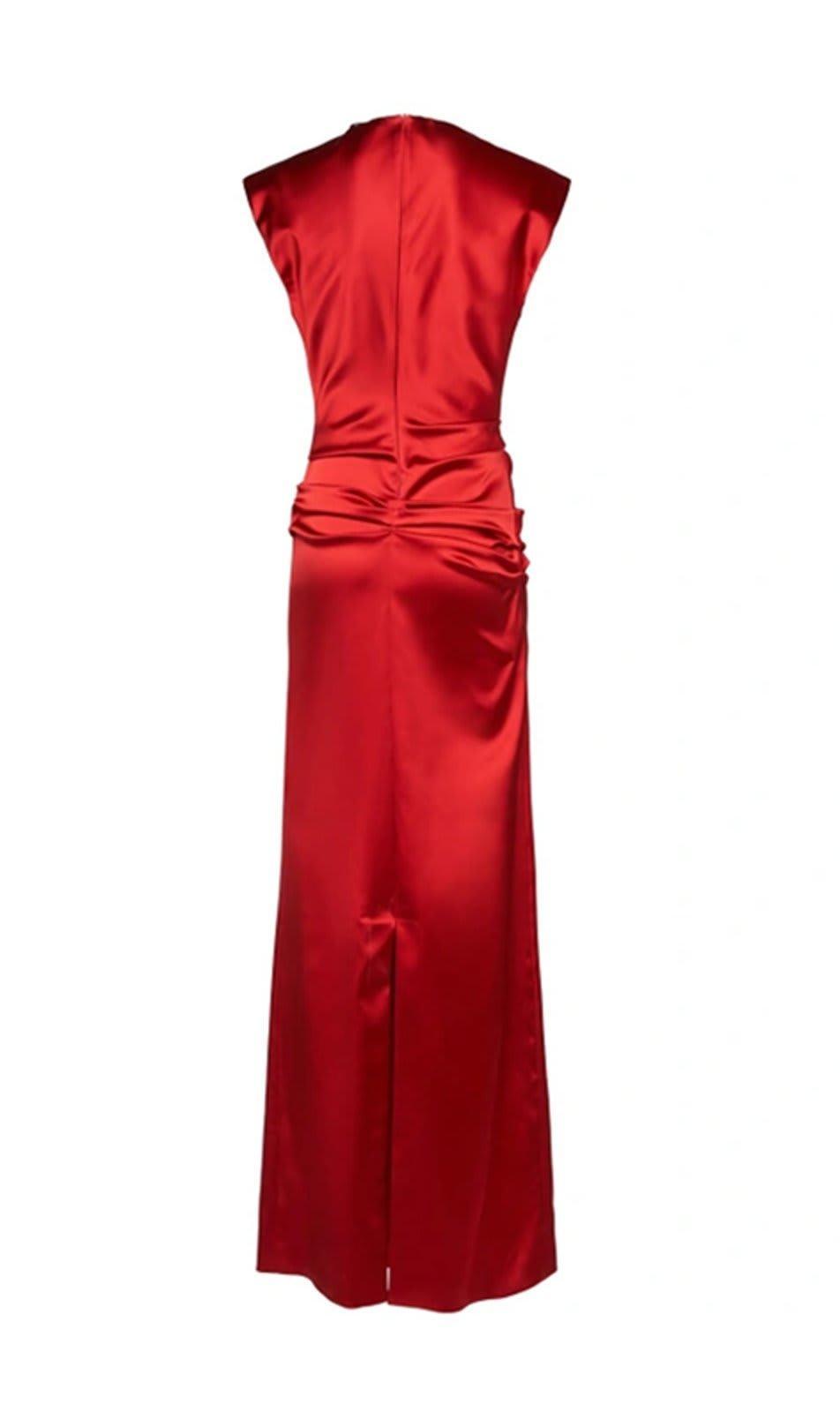 MAX MARA Rea Satin Long Dress In Red Product Image