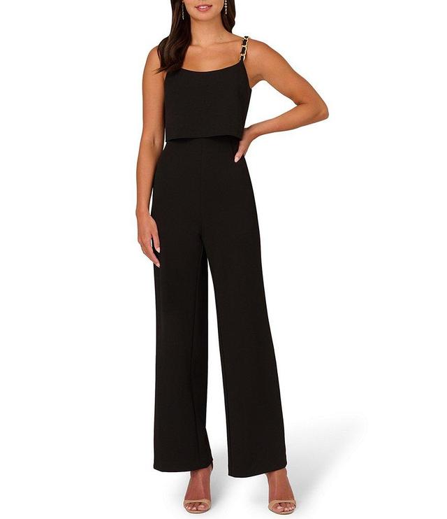 Adrianna Papell Popover Crepe Scoop Neck Sleeveless Chain Strap Jumpsuit Product Image