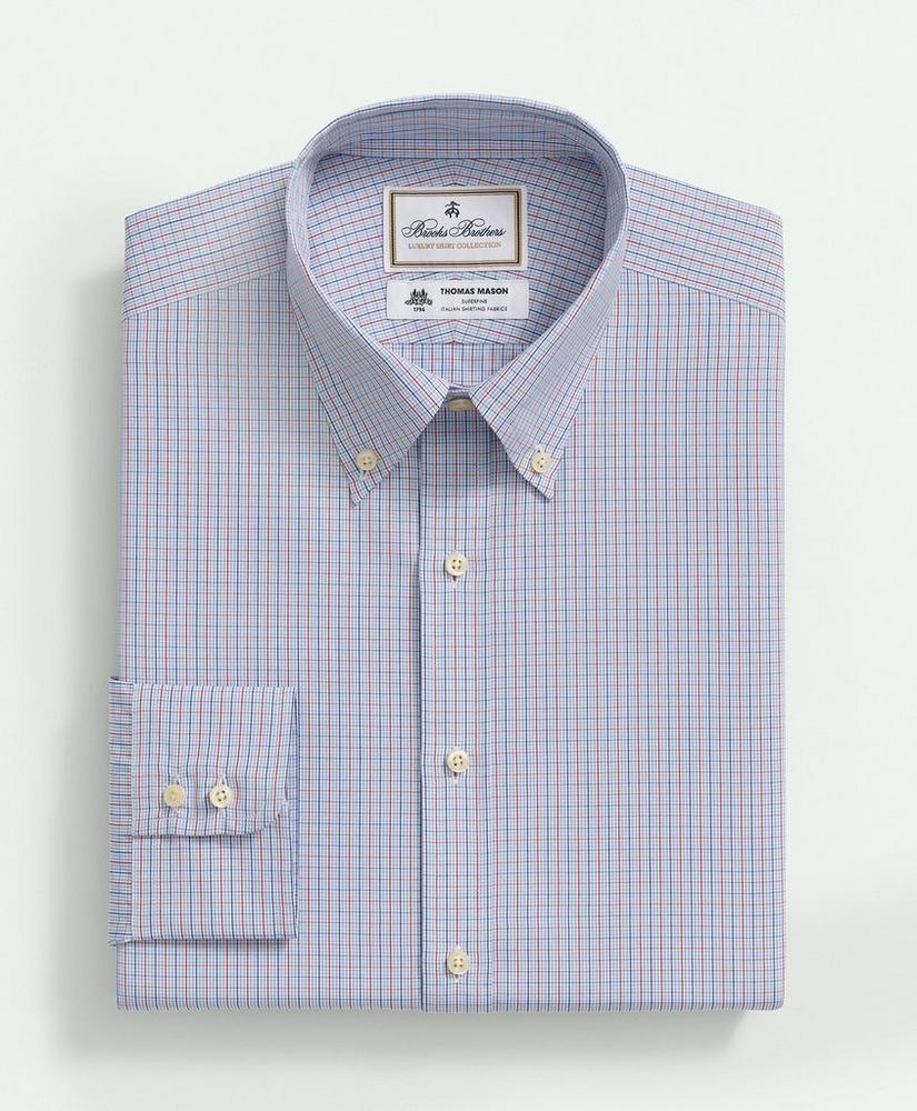 Brooks Brothers X Thomas Mason® Cotton Poplin Button-Down Collar, Micro Checked Dress Shirt Product Image