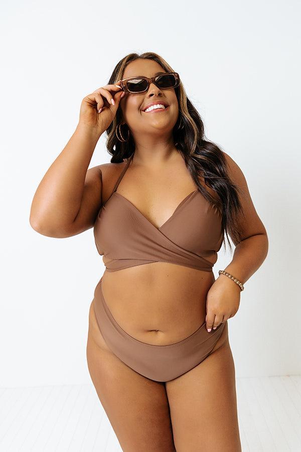 Sandy Seaside High Waist Bikini Bottom in Chocolate Curves Product Image