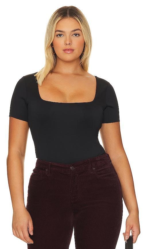 Womens Scuba Square Neck Bodysuit | Black, Size 3XL | Good American by Khlo Kardashian Product Image