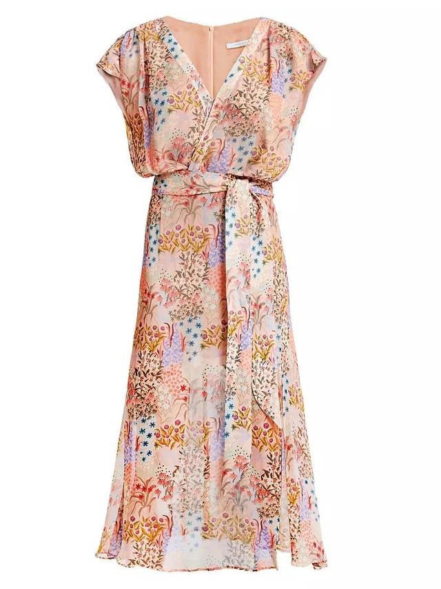 Fara Floral Georgette Faux-Wrap Midi-Dress Product Image