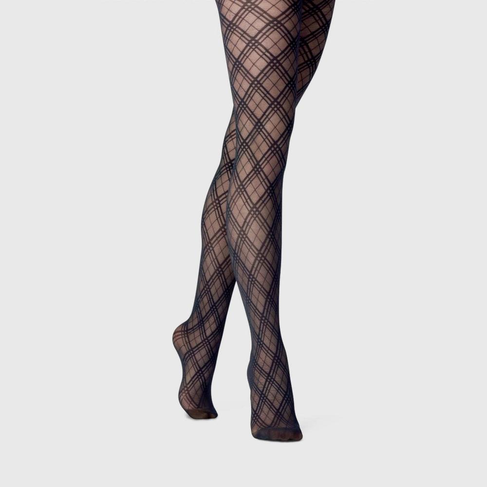 Womens Bias Plaid Tights - A New Day Product Image