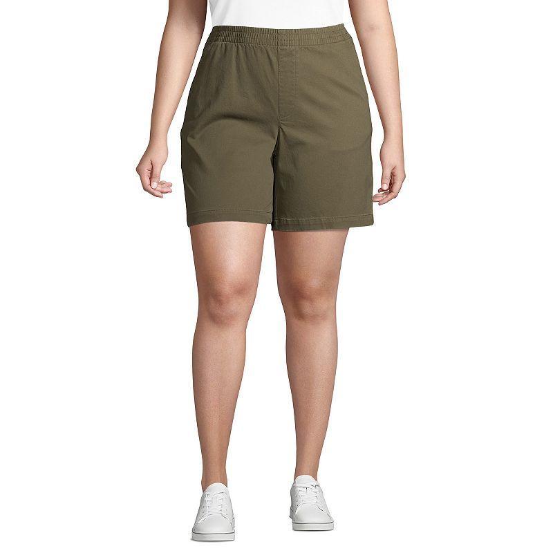 Plus Size Lands End Pull-On Chino Shorts, Womens White Product Image