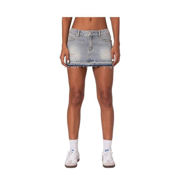 Edikted Womens Priyanka Distressed Denim Mini Skirt Product Image