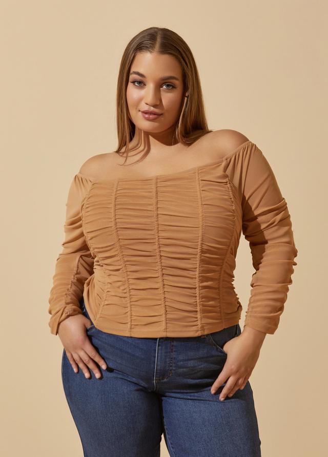 Ruched Mesh Corset Top Product Image