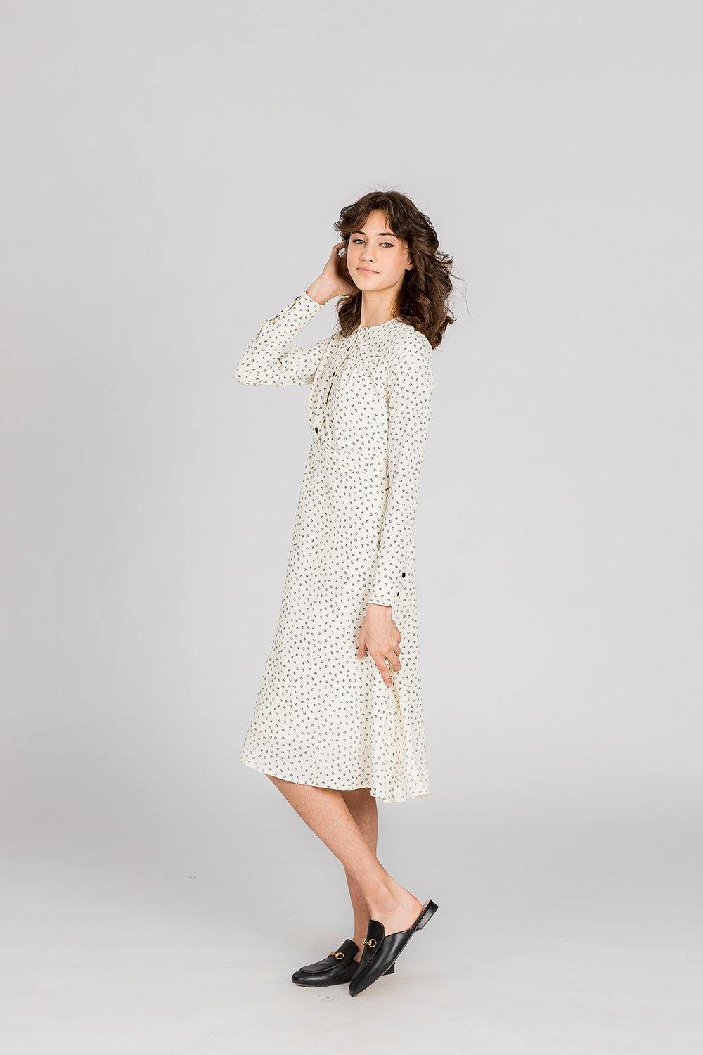 Note Button Front Print Dress Product Image