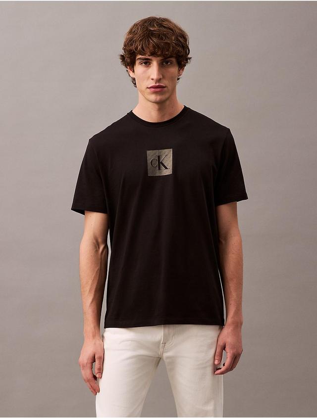 Calvin Klein Mens Metallic Monogram Logo Graphic Classic T-Shirt - Brown - XXL Product Image