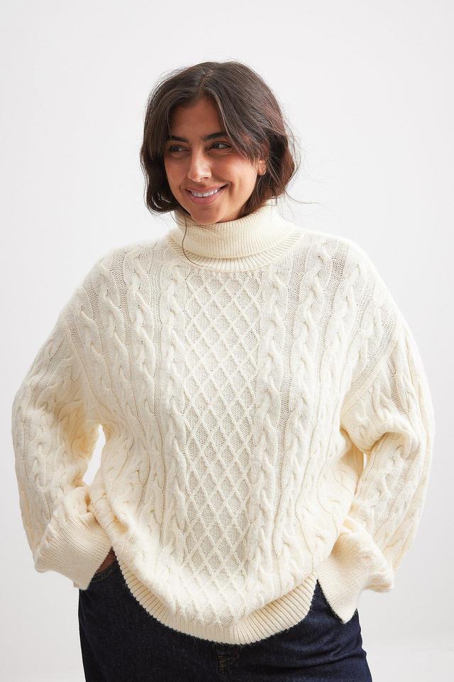 Turtle Neck Knitted Cable Sweater Product Image