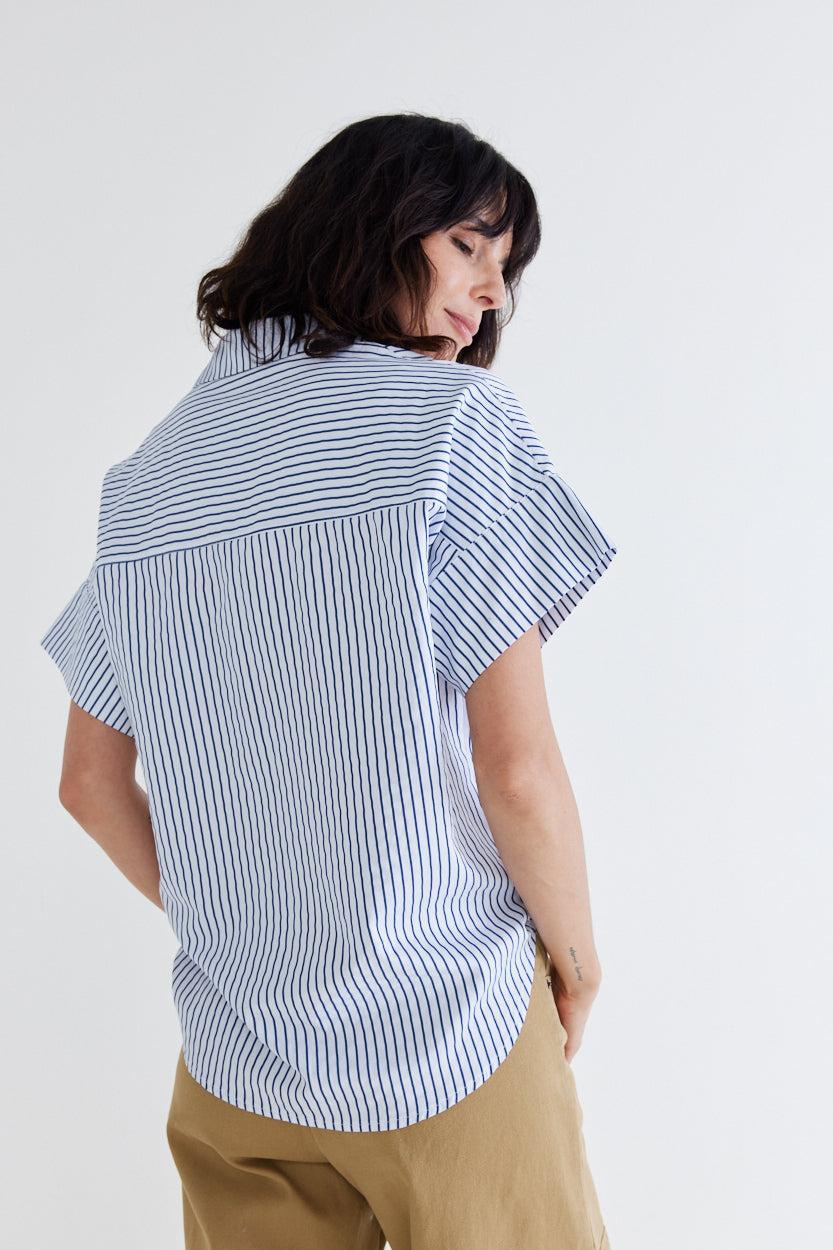 Walk the Line Short Sleeve Poplin Top Product Image