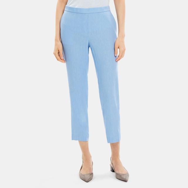 Linen-Blend Slim Cropped Pull-On Pant | Theory Outlet Product Image