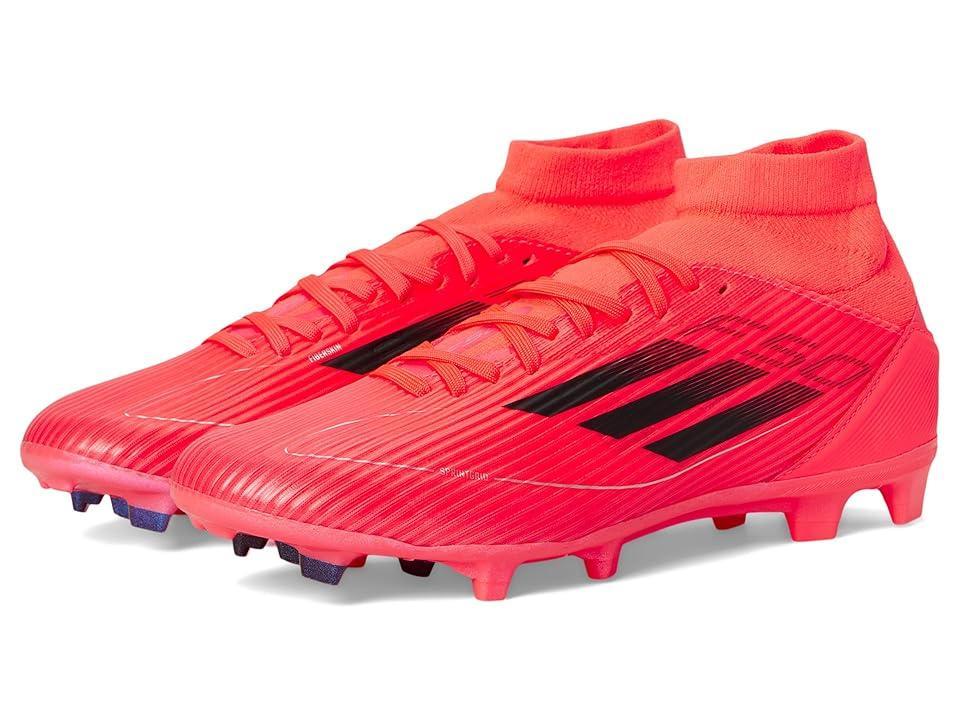 adidas F50 League Mid Football Boots Firm Ground (Turbo/Aurora Black/Platin Metallic) Women's Soccer Shoes Product Image