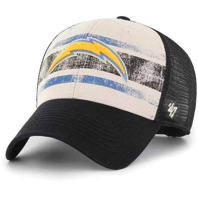 Mens 47 Brand Cream Distressed Los Angeles Chargers Breakout Mvp Trucker Adjustable Hat Product Image