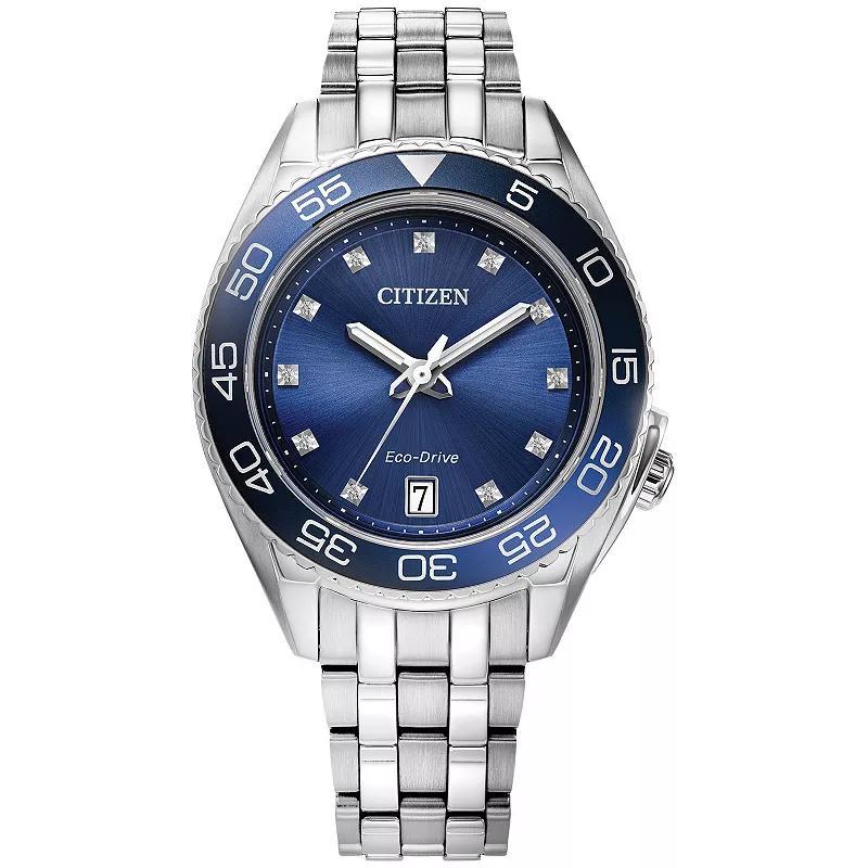 Citizen Eco-Drive Womens Sport Luxury Diamond Accent Stainless Steel Bracelet Watch 35mm Product Image